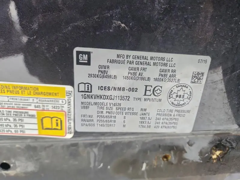 2016 CHEVROLET TRAVERSE LT  