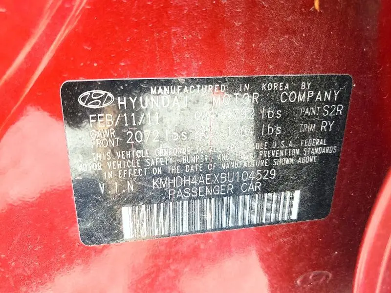 2011 HYUNDAI ELANTRA LIMITED  