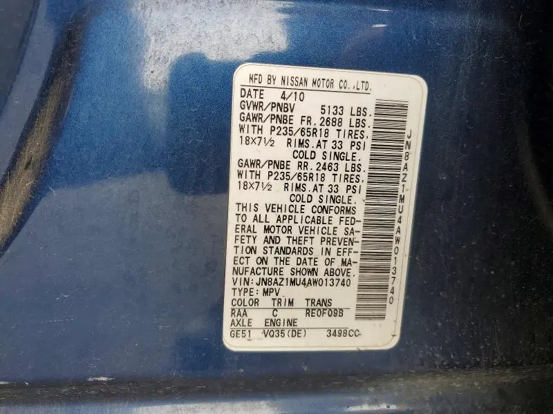 2010 NISSAN MURANO S  