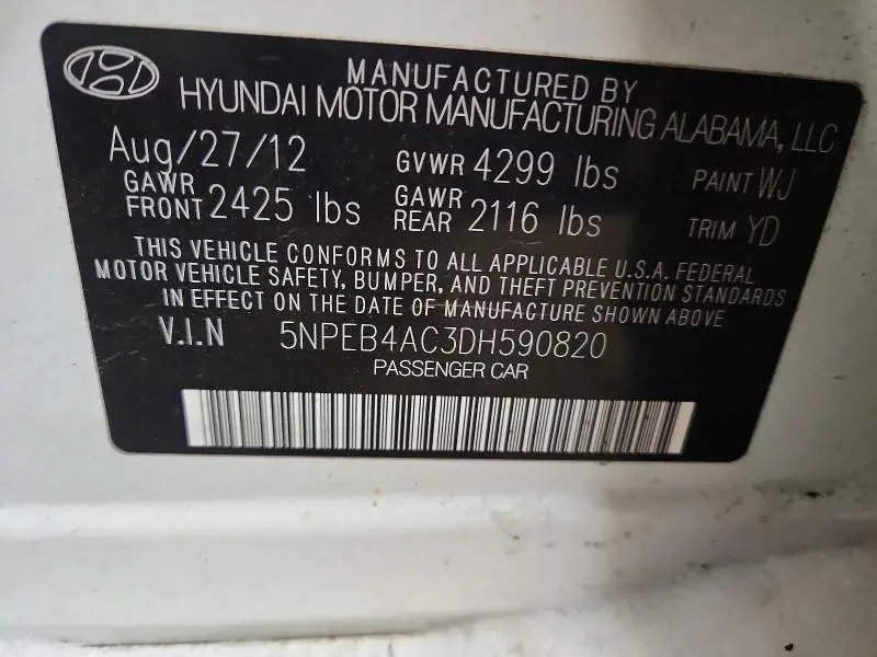 2013 HYUNDAI SONATA GLS  