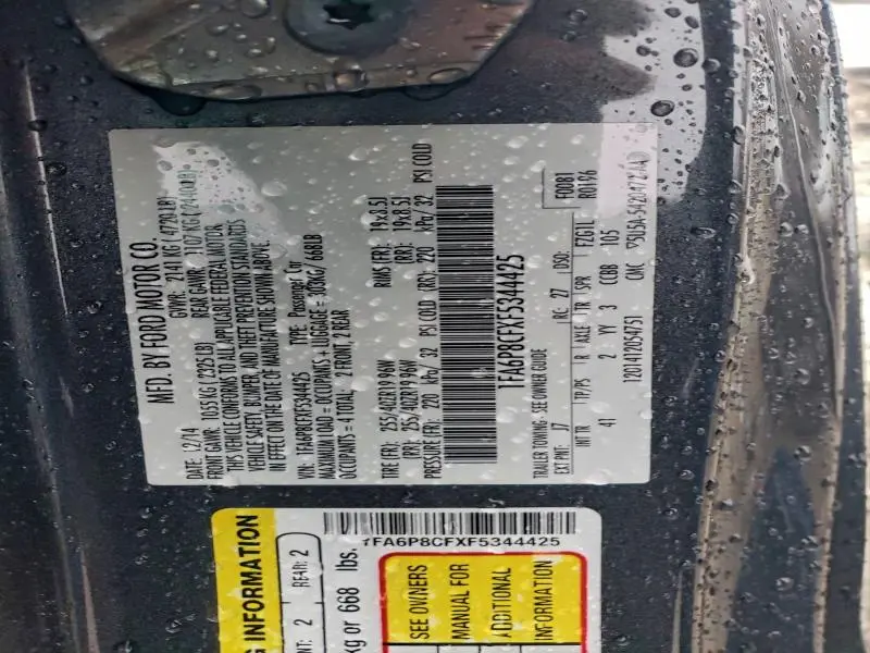 2015 FORD MUSTANG GT  