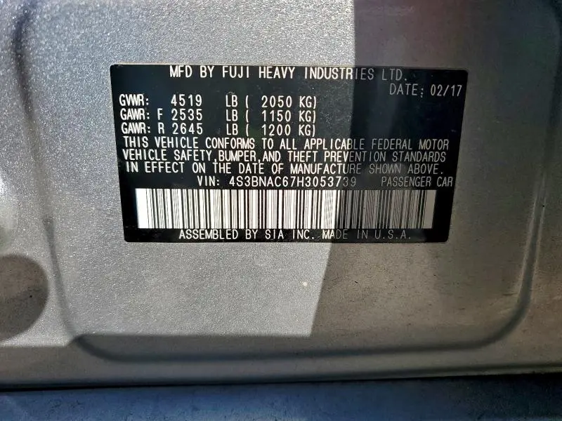 2017 SUBARU LEGACY 2.5I PREMIUM  