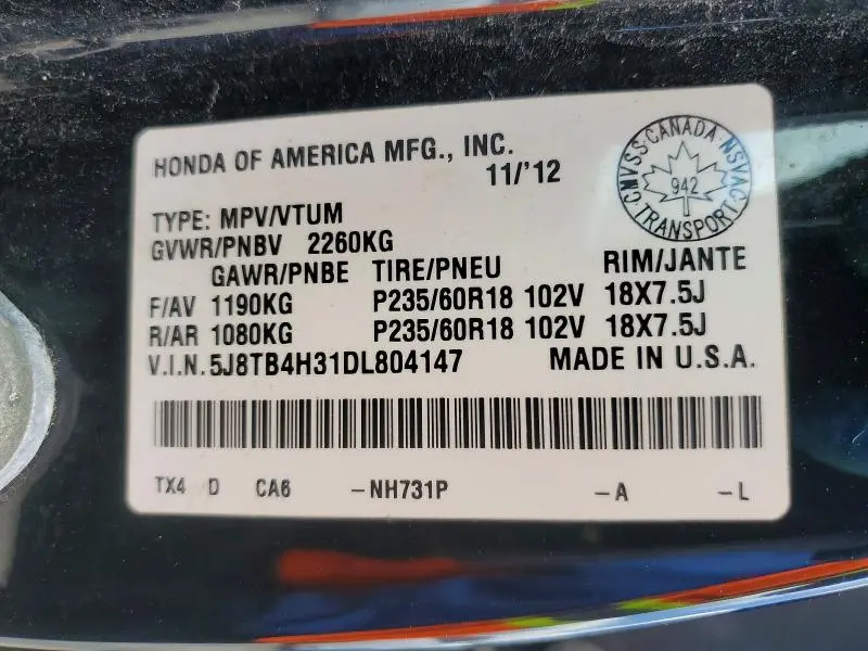 2013 ACURA RDX   