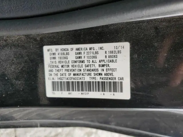 2015 HONDA ACCORD LX-S  