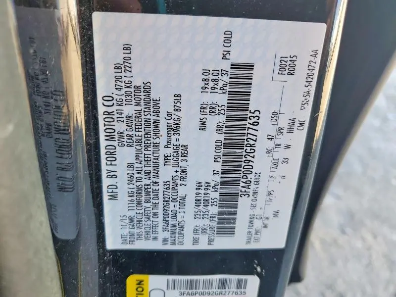 2016 FORD FUSION TITANIUM  