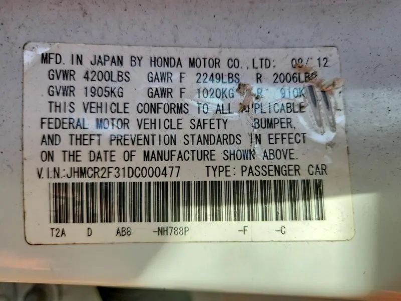 2013 HONDA ACCORD LX  