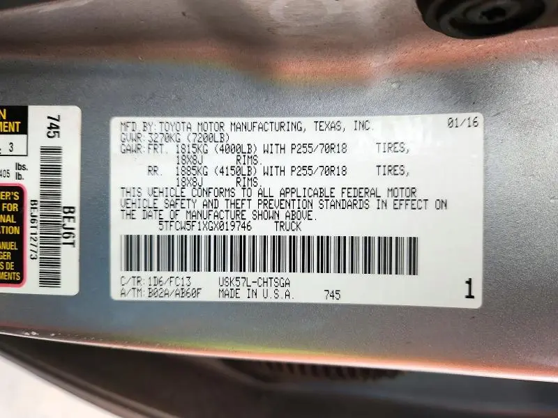 2016 TOYOTA TUNDRA SR5  