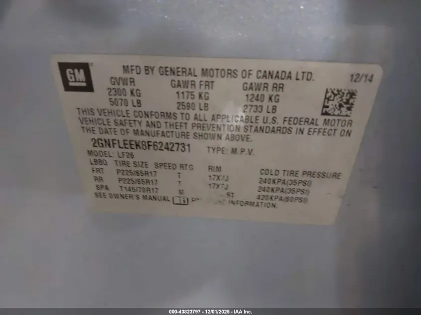 2015 CHEVROLET EQUINOX LS