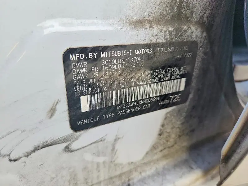 2022 MITSUBISHI MIRAGE SE  