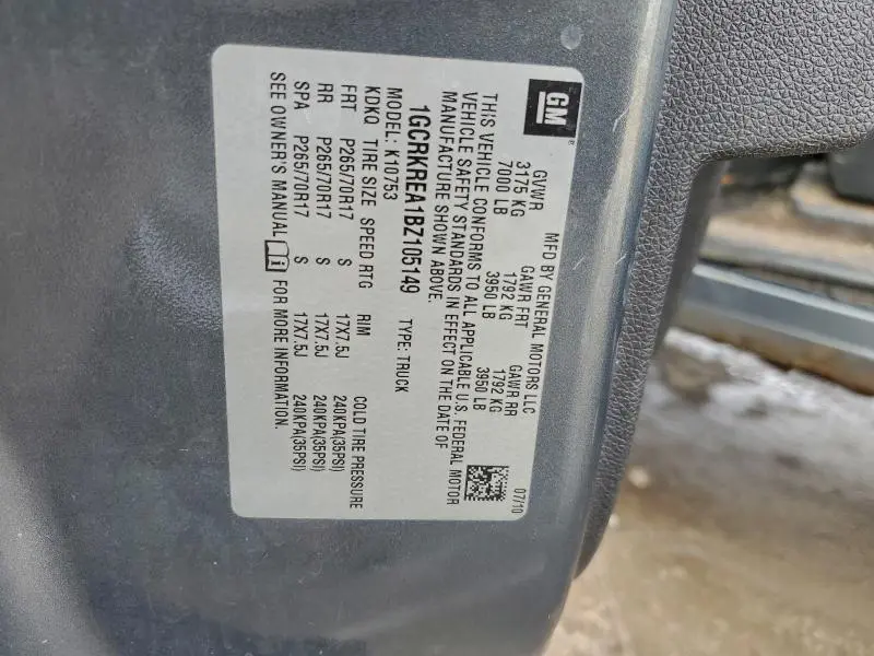 2011 CHEVROLET SILVERADO K1500 LS  