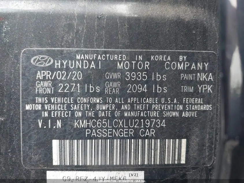 2020 HYUNDAI IONIQ HYBRID BLUE