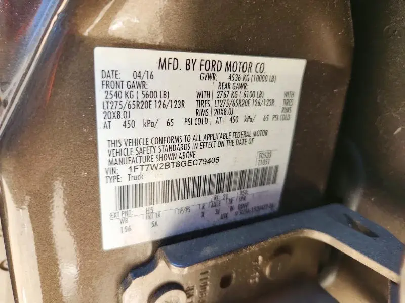 2016 FORD F250 SUPER DUTY  