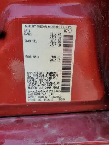 2017 NISSAN ALTIMA 2.5  