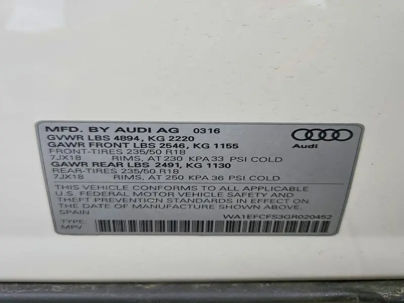 2016 AUDI Q3 PREMIUM PLUS  