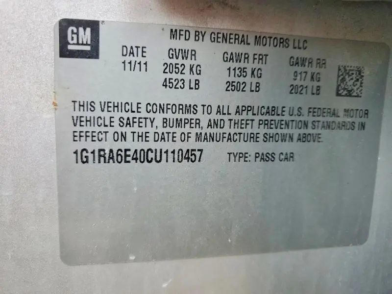 2012 CHEVROLET VOLT   