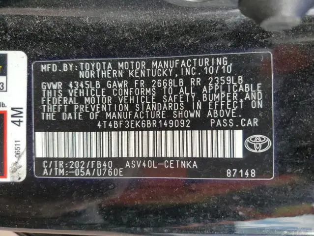 2011 TOYOTA CAMRY BASE  