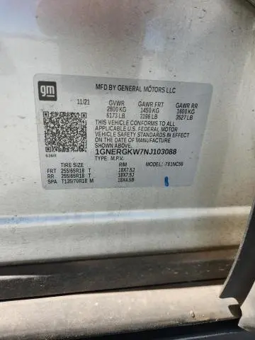 2022 CHEVROLET TRAVERSE LT  