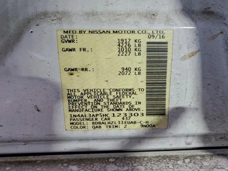 2017 NISSAN ALTIMA 2.5  