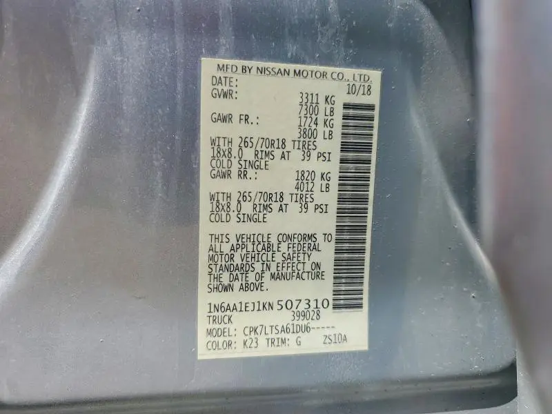 2019 NISSAN TITAN SV  