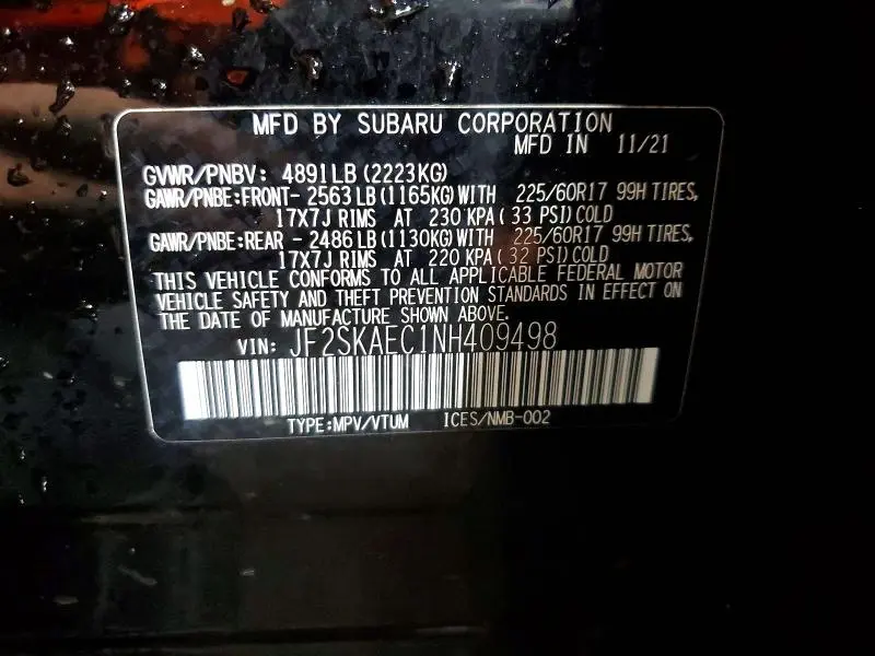 2022 SUBARU FORESTER PREMIUM  