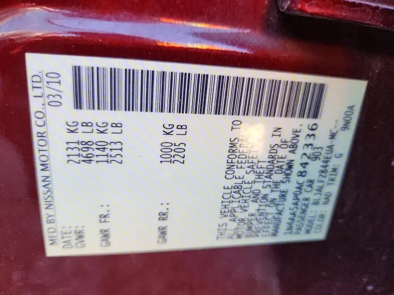 2010 NISSAN MAXIMA 3.5 S  