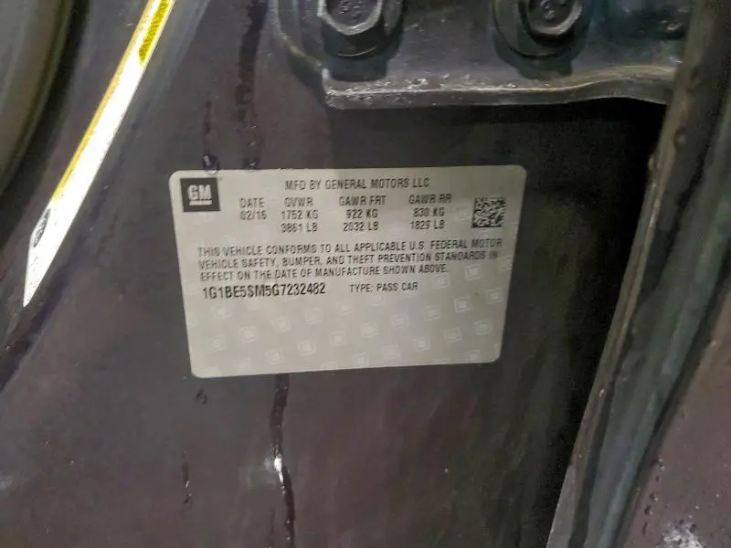 2016 CHEVROLET CRUZE LT  