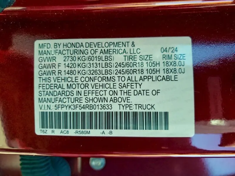 2024 HONDA RIDGELINE RTL  