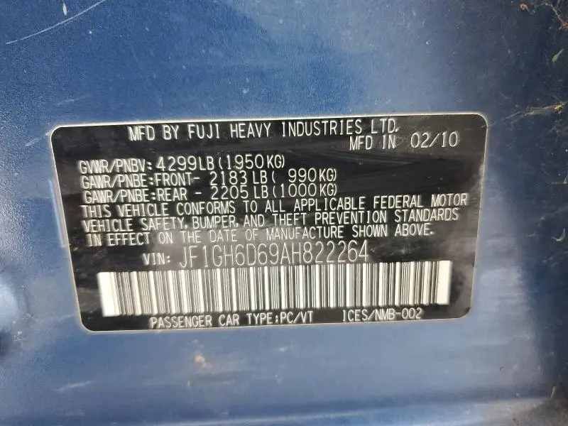 2010 SUBARU IMPREZA OUTBACK SPORT  