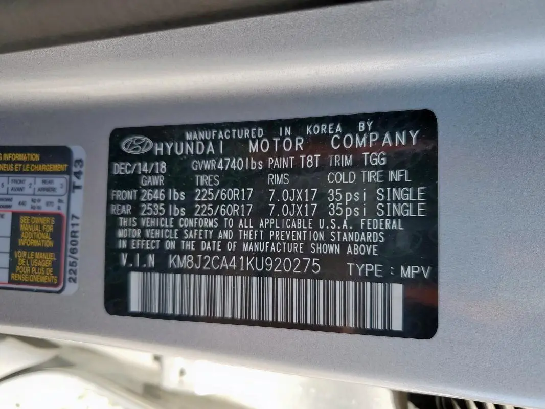 2019 HYUNDAI TUCSON SE  