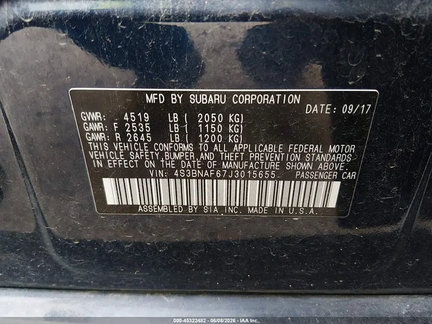 2018 SUBARU LEGACY 2.5I PREMIUM