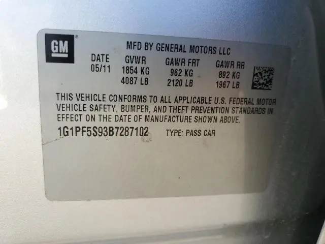 2011 CHEVROLET CRUZE LT  