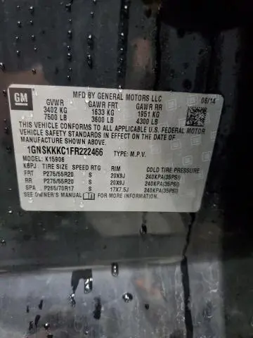 2015 CHEVROLET SUBURBAN K1500 LTZ  