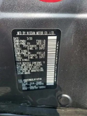 2020 NISSAN ARMADA SV  