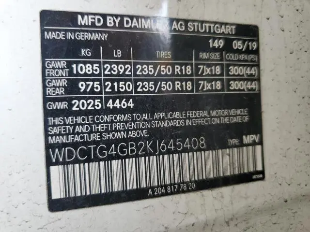 2019 MERCEDES-BENZ GLA 250 4MATIC  