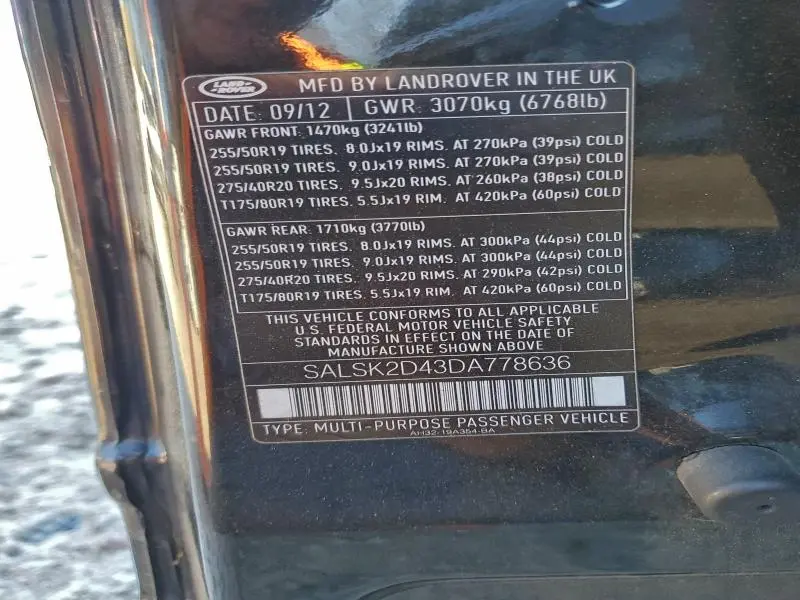 2013 LAND ROVER RANGE ROVER SPORT HSE LUXURY  