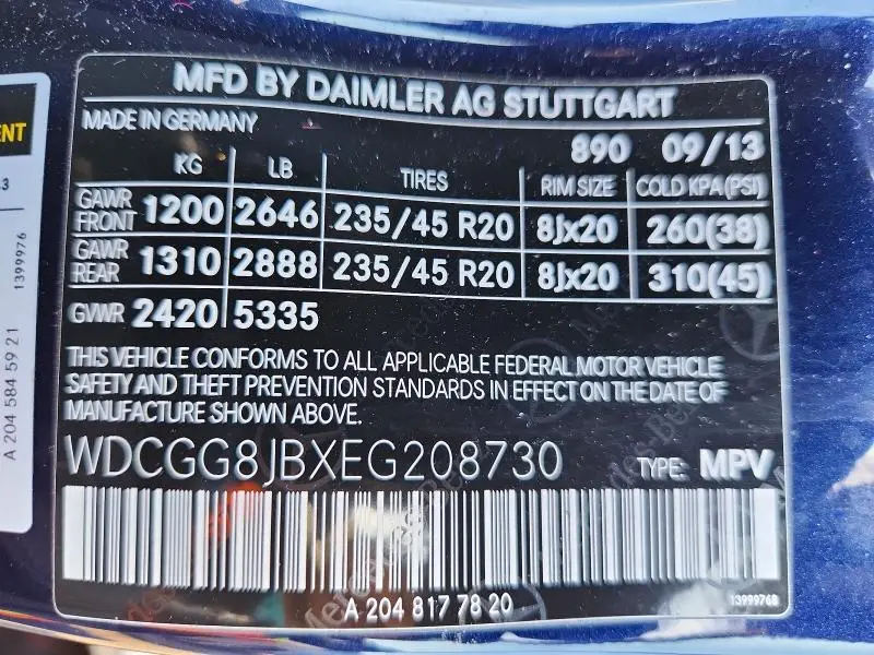 2014 MERCEDES-BENZ GLK 350 4MATIC  