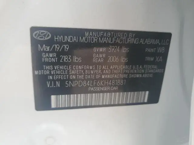 2019 HYUNDAI ELANTRA SEL  