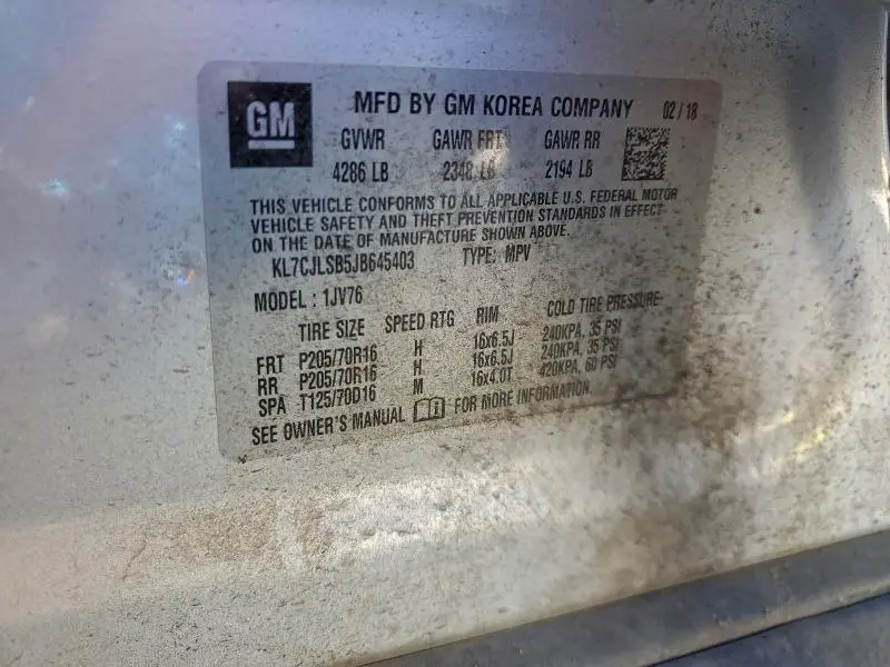2018 CHEVROLET TRAX 1LT  