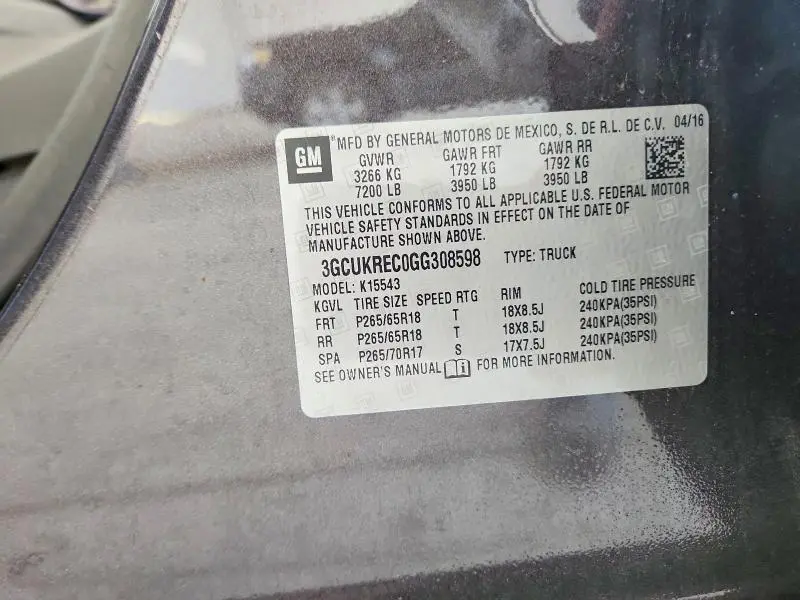 2016 CHEVROLET SILVERADO K1500 LT  