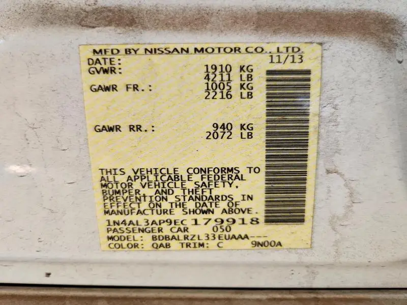 2014 NISSAN ALTIMA 2.5 S  