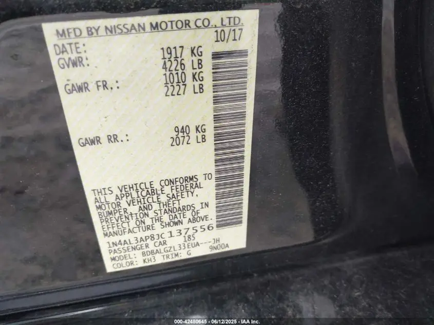 2018 NISSAN ALTIMA 2.5 S