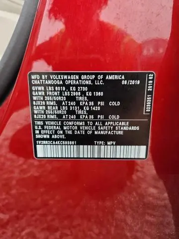 2019 VOLKSWAGEN ATLAS   