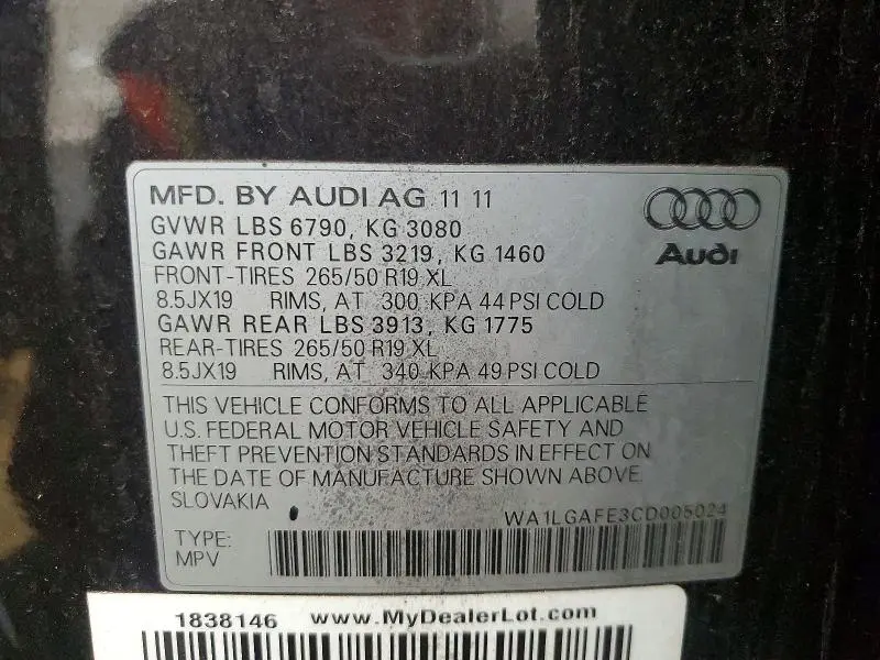 2012 AUDI Q7 PREMIUM PLUS  