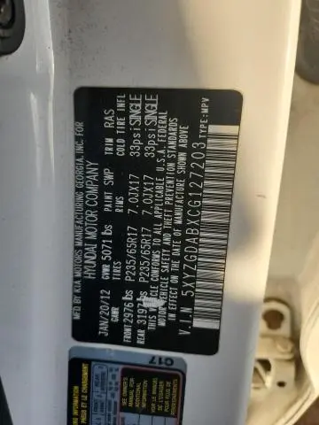 2012 HYUNDAI SANTA FE GLS  