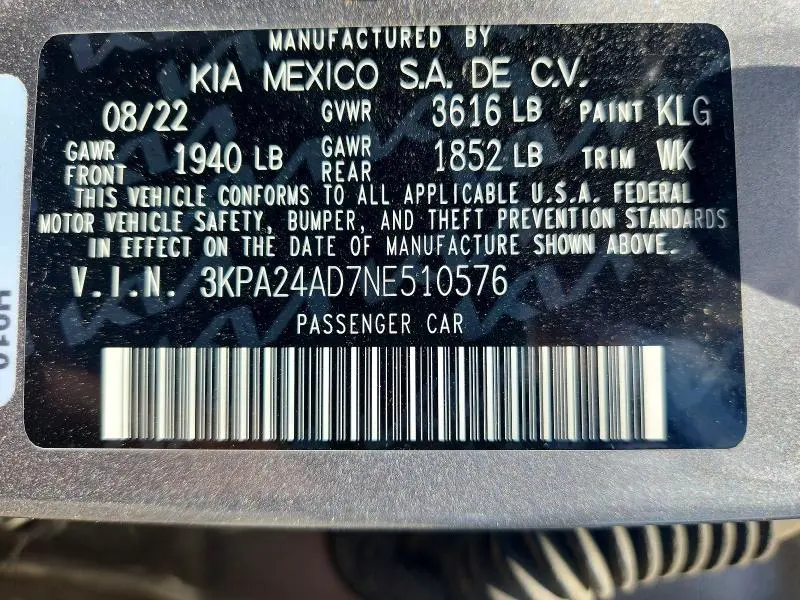 2022 KIA RIO S  