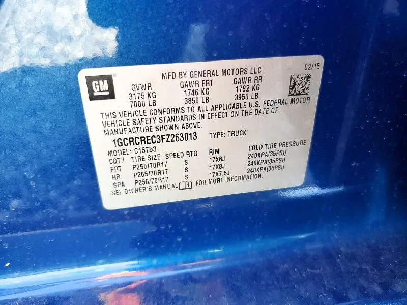 2015 CHEVROLET SILVERADO C1500 LT  