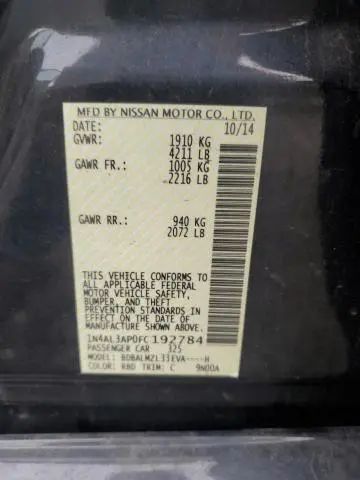 2015 NISSAN ALTIMA 2.5  