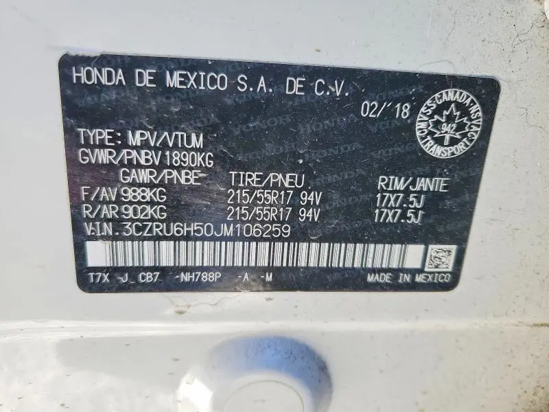 2018 HONDA HR-V   