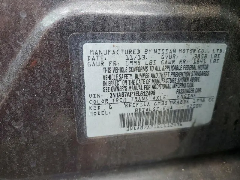 2014 NISSAN SENTRA SL  