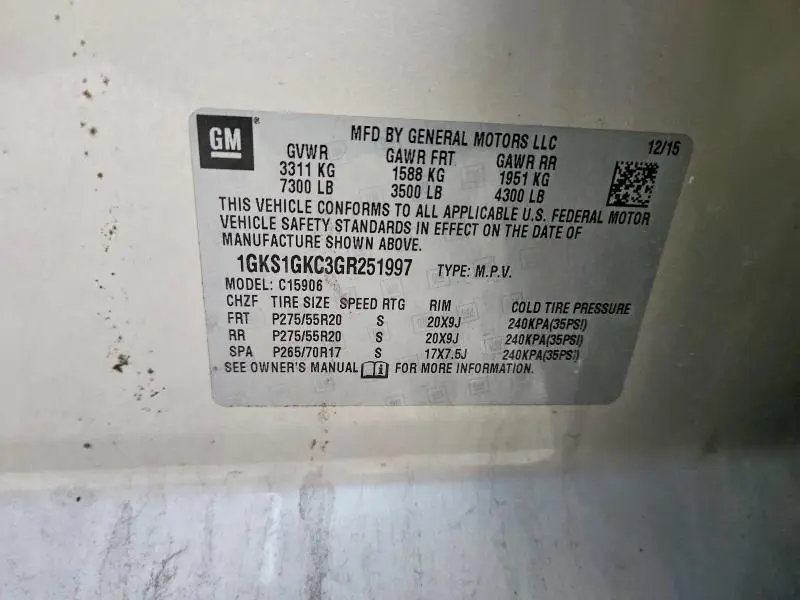 2016 GMC YUKON XL C1500 SLT  